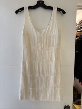 Moonsea Cream Fringe Mini Dress